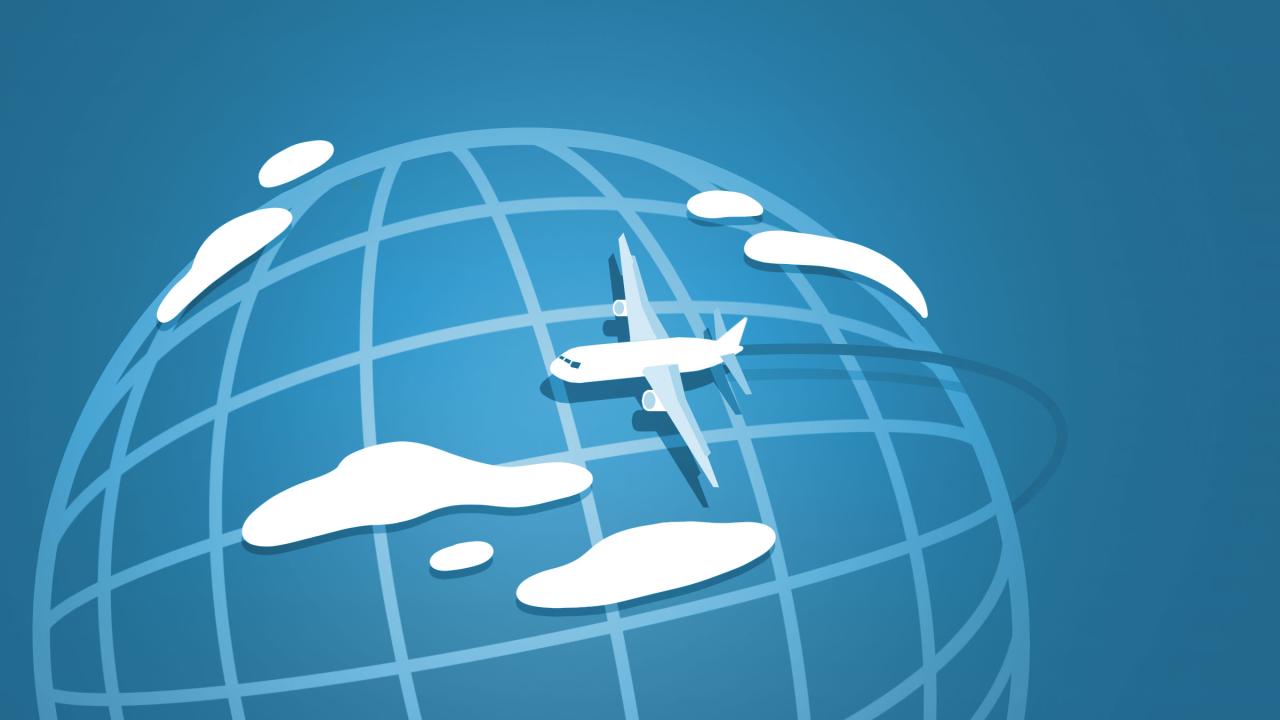 Airplane and globe
