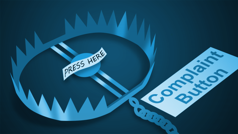 A bear trap as a complaint button