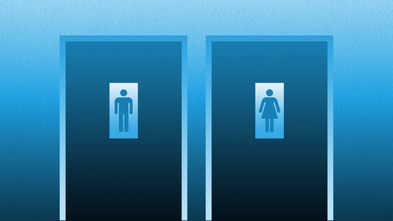 A men's and a women's restroom next to each other.