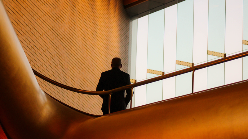 Man standing on stairs
