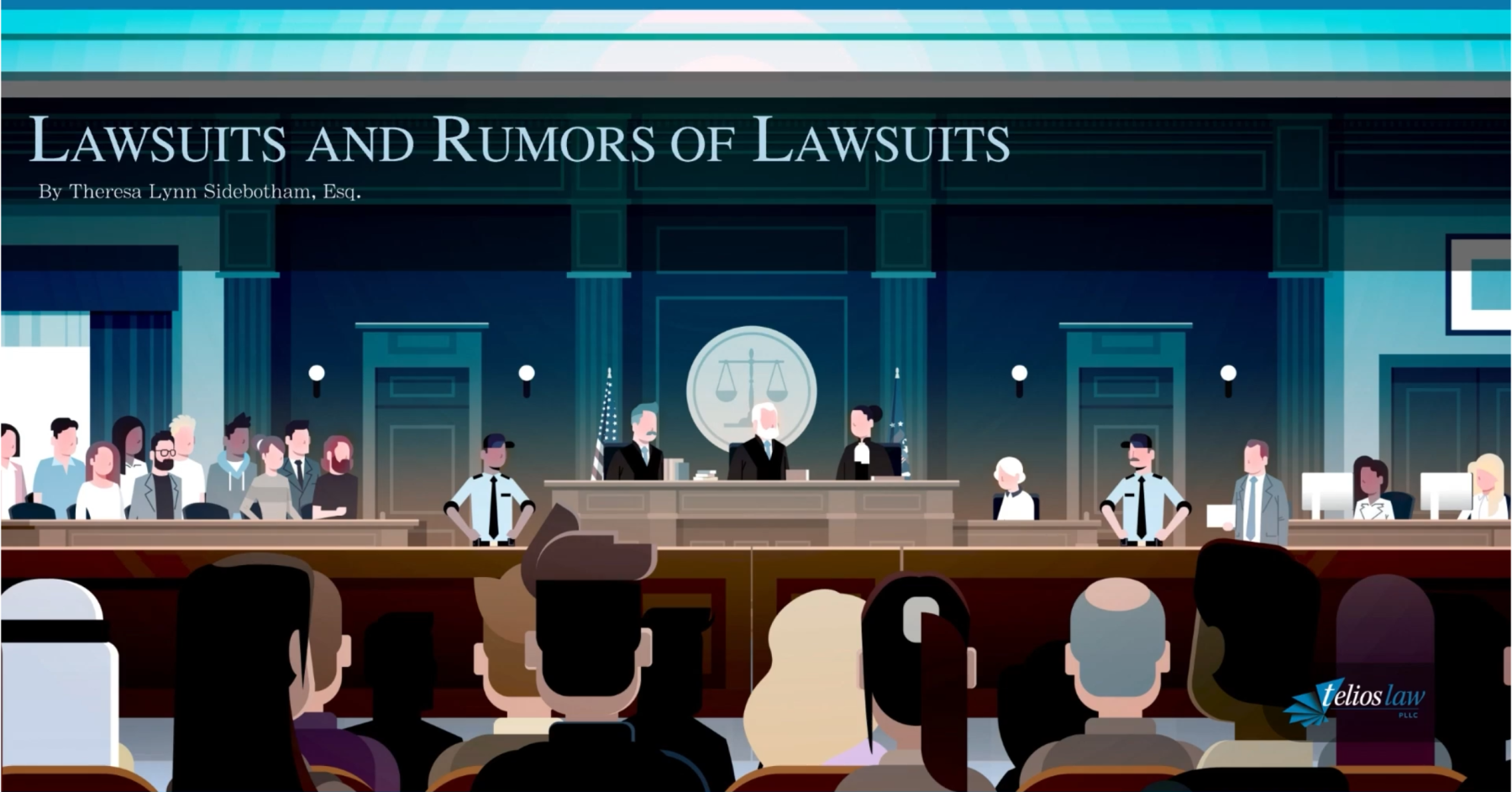 Lawsuits and Rumors of Lawsuits Presentation, Cartoon of a Courtroom