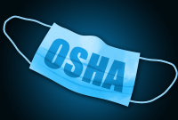 A paper face mask with the word "OSHA" printed on it