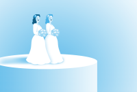 Two brides on a wedding cake