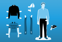 A paper doll with vestments and a customer service shirt